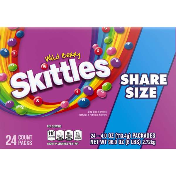 Skittles Skittles Share Size Wildberry Candy 4 oz. Packet, PK144 282985